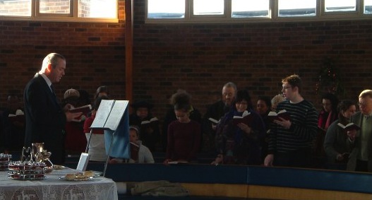 Singing during a morning service